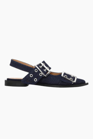 Feminine Buckle Ballerina Denim S2797 - Dark Navy - Ganni - Navy 40