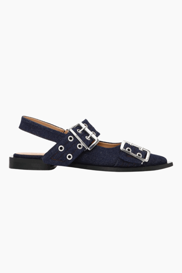 Feminine Buckle Ballerina Denim S2797 - Dark Navy - Ganni - Navy 40
