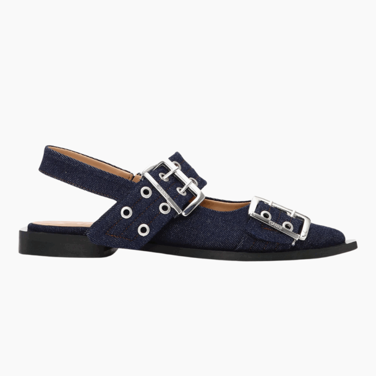 Feminine Buckle Ballerina Denim S2797 - Dark Navy - Ganni - Navy 40
