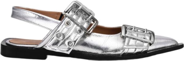 Feminine Buckle Ballerina Metallic