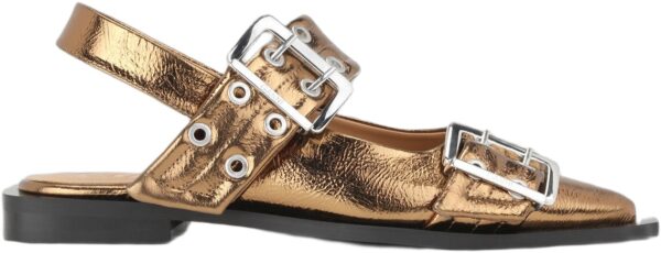 Feminine Buckle Ballerina Metallic