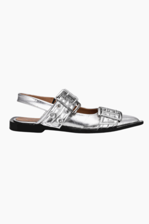 Feminine Buckle Ballerina Metallic S2725 - Silver - GANNI - Sølv 39