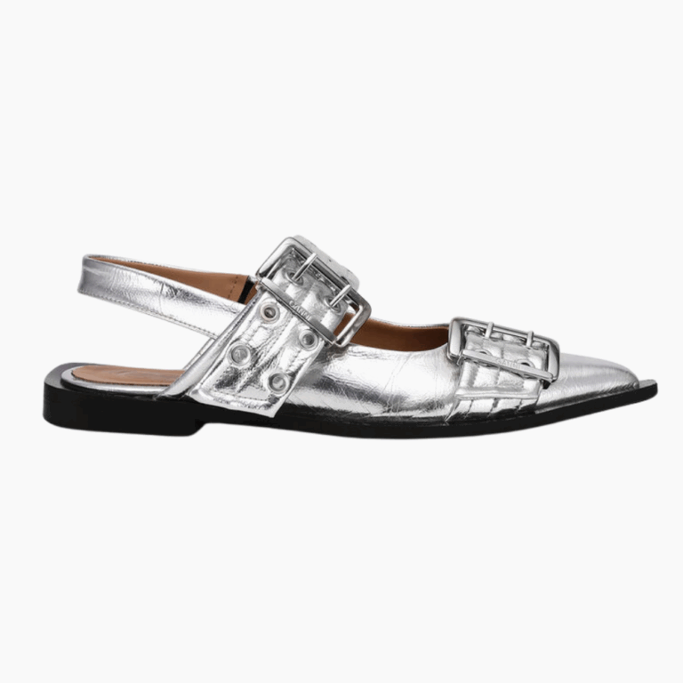 Feminine Buckle Ballerina Metallic S2725 - Silver - GANNI - Sølv 39