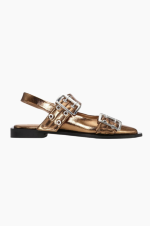 Feminine Buckle Ballerina Metallic S2799 - Bronze - GANNI - Brun 38