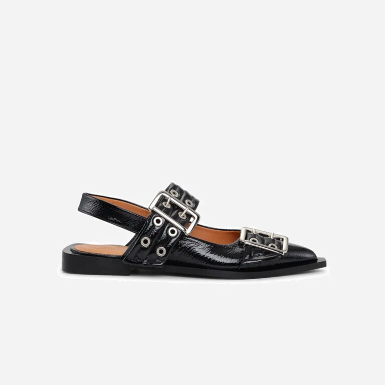 Feminine Buckle Ballerina Naplack - Black