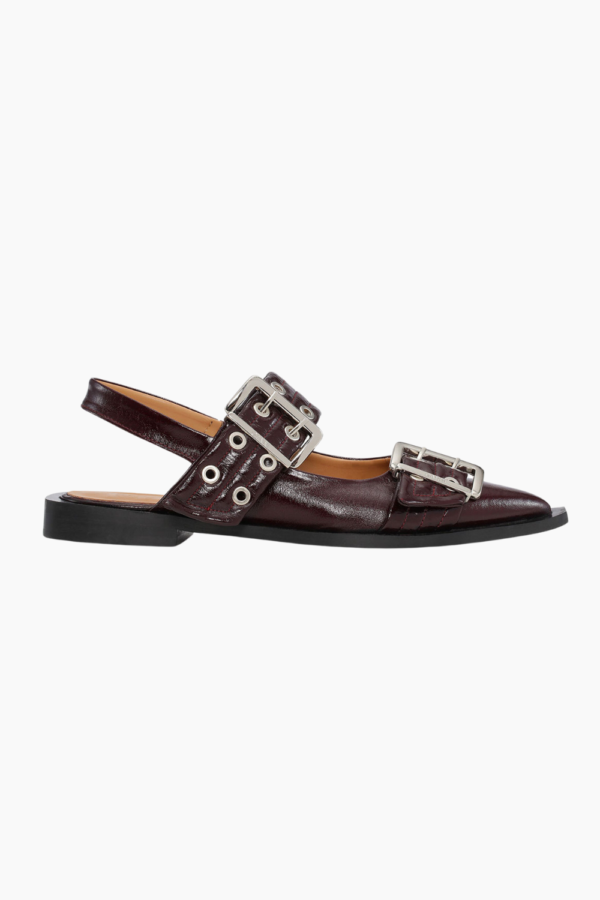 Feminine Buckle Ballerina Naplack S2818 - Burgundy - GANNI - Bordeaux 37