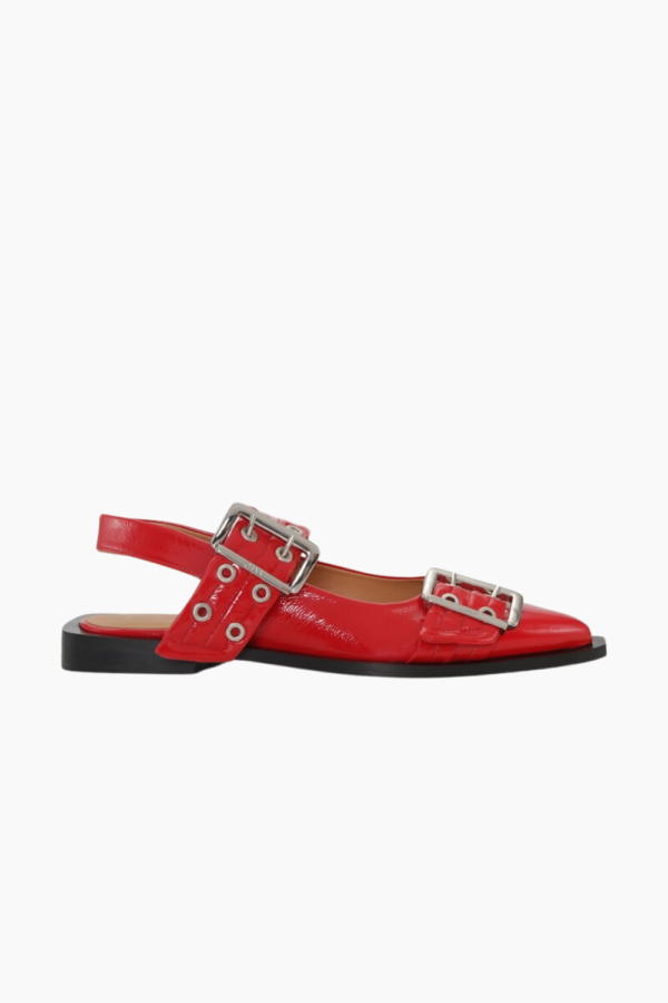 Feminine Buckle Ballerina Naplack S2843 - Racing Red - GANNI - Rød 37