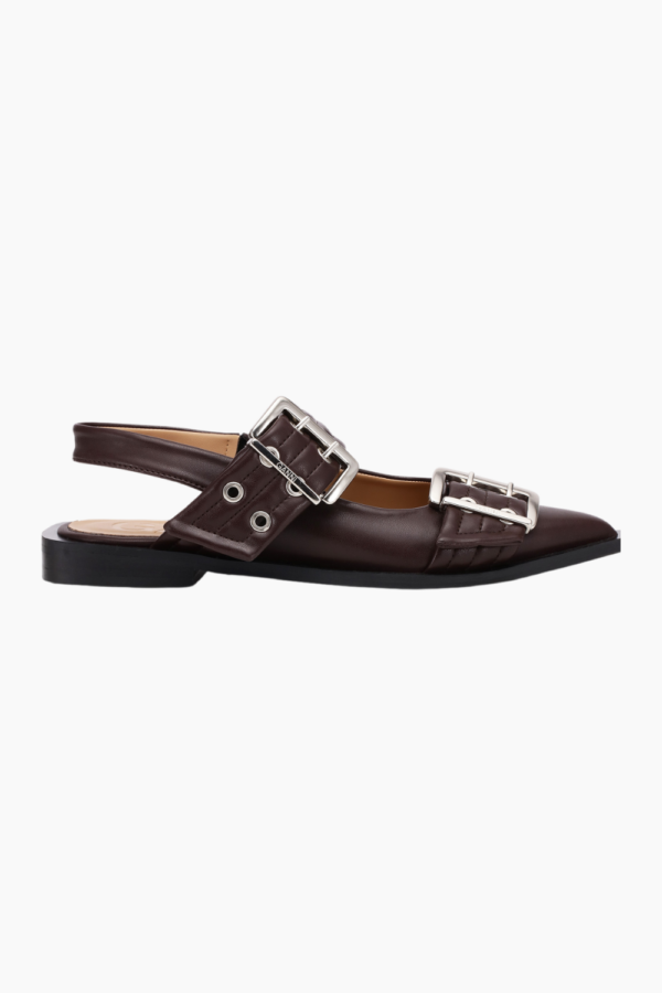 Feminine Buckle Ballerina S2669 - Chocolate Fondant - GANNI - Brun 37