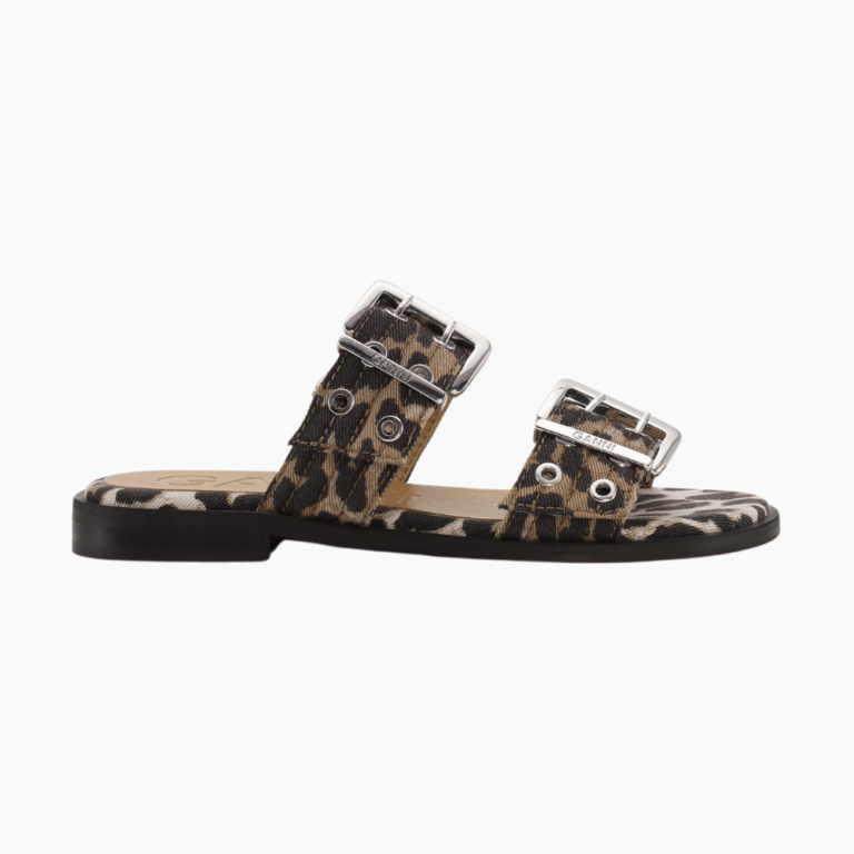 Feminine Buckle Two Strap Sandal Naplack S2970 - Leopard - GANNI - Leopard 37
