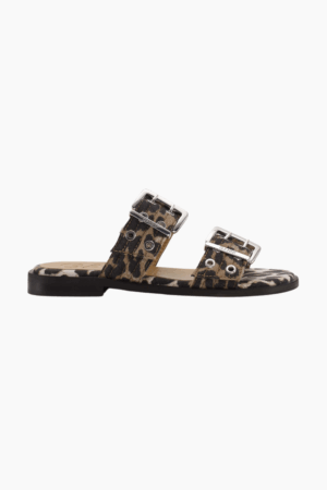 Feminine Buckle Two Strap Sandal Naplack S2970 - Leopard - GANNI - Leopard 39