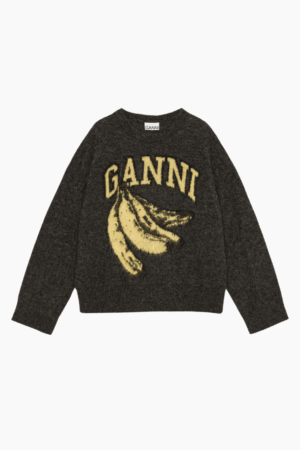 Fine Brushed Alpaca Banana Oversized O-neck K2516 - Phantom - GANNI - Grå XXS/XS