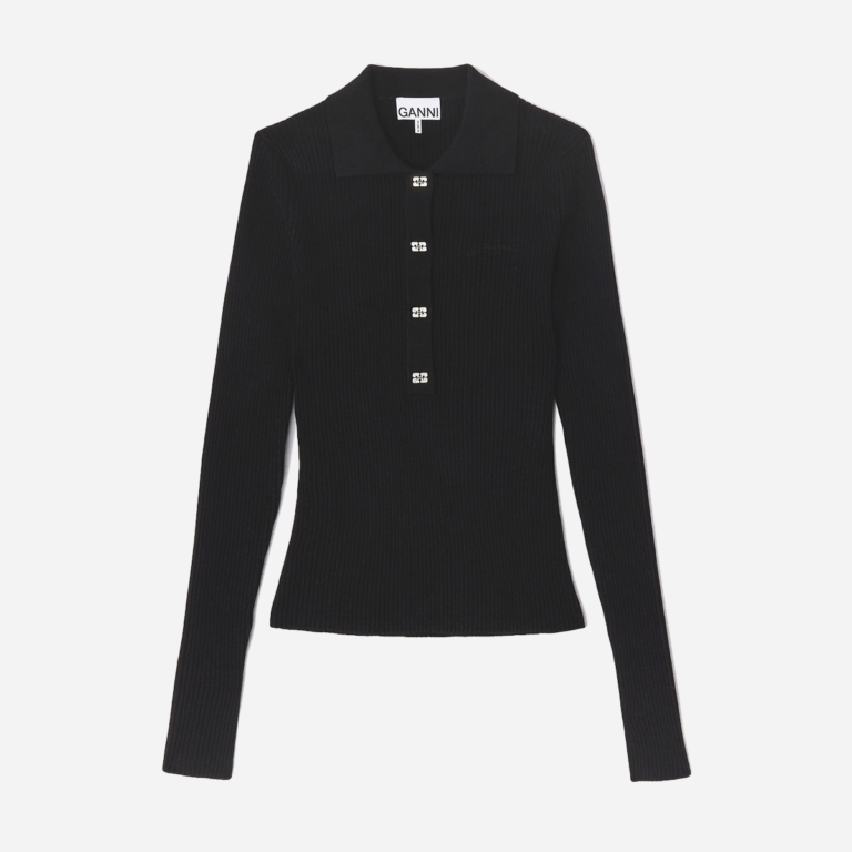 Fine Sequin Polo - Black