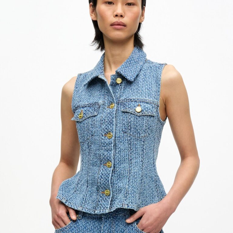 Fluffy Denim Fitted Top