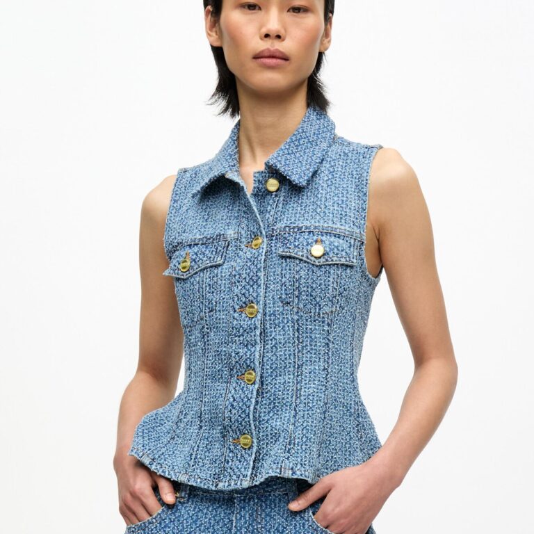 Fluffy Denim Fitted Top