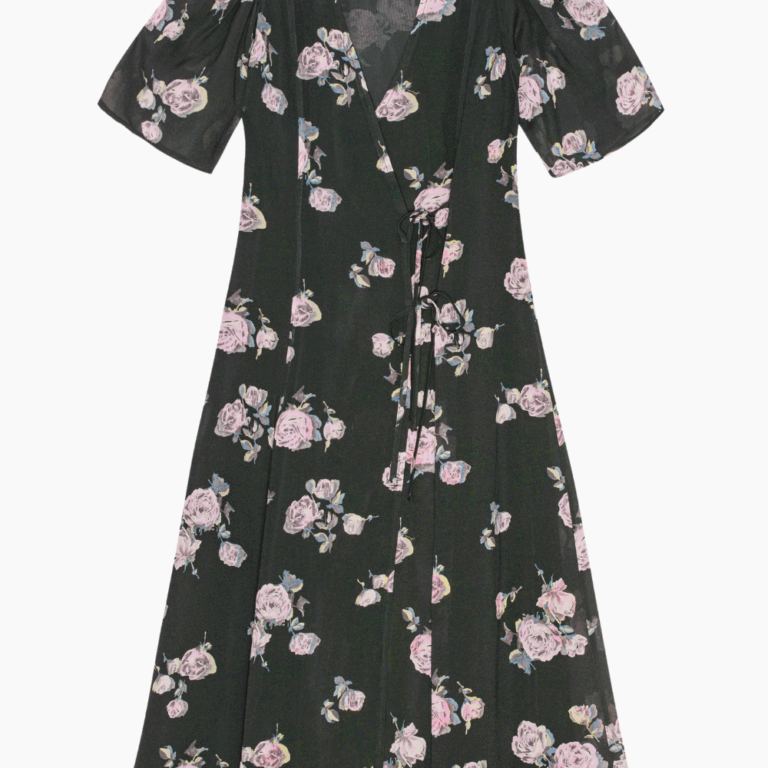 Fluid Crepe Wrap Midi Dress F9504 - Climbing Ivy - GANNI - Blomstret M