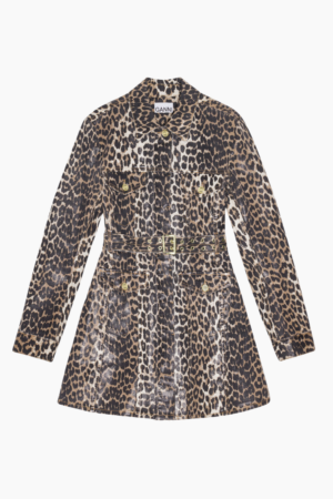 Foil Print Denim Dress J1605 - Leopard - GANNI - Leopard S