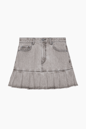 Future Denim Pleated Mini Skirt J1550 - Gray Quill - GANNI - Grå S