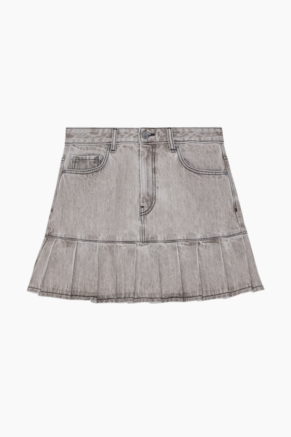 Future Denim Pleated Mini Skirt J1550 - Gray Quill - GANNI - Grå S