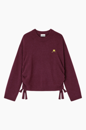 Future Wool Mix Oversized O-neck K2631 - Burgundy - GANNI - Bordeaux XXS/XS