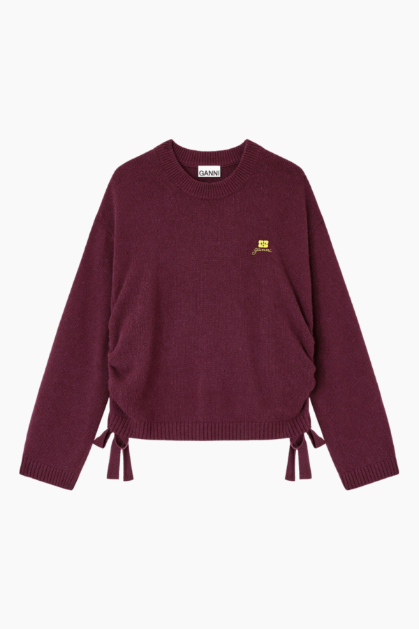 Future Wool Mix Oversized O-neck K2631 - Burgundy - GANNI - Bordeaux XXS/XS