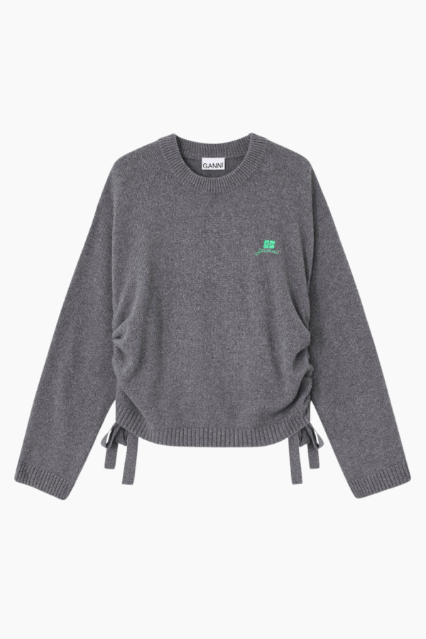 Future Wool Mix Oversized O-neck K2632 - Charcoal Grey - GANNI - Grå XXS/XS