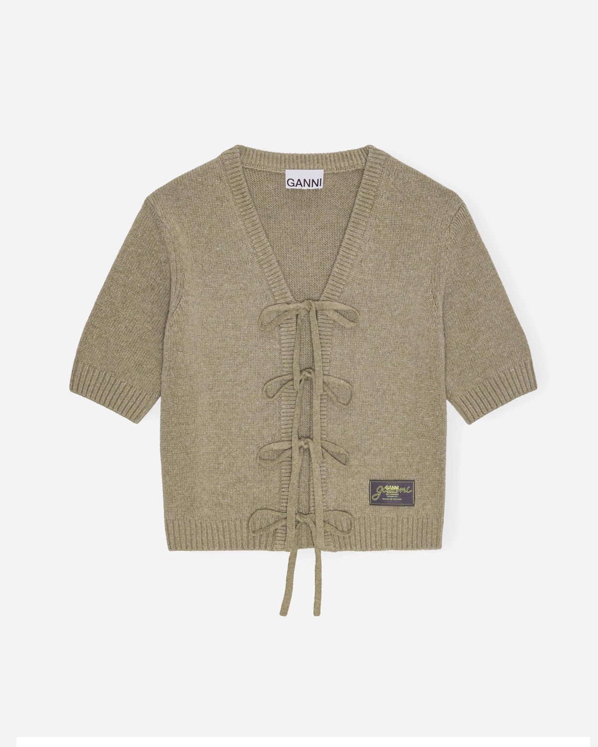 Future Wool Mix Short Sleeve Cardigan - Dusty Olive