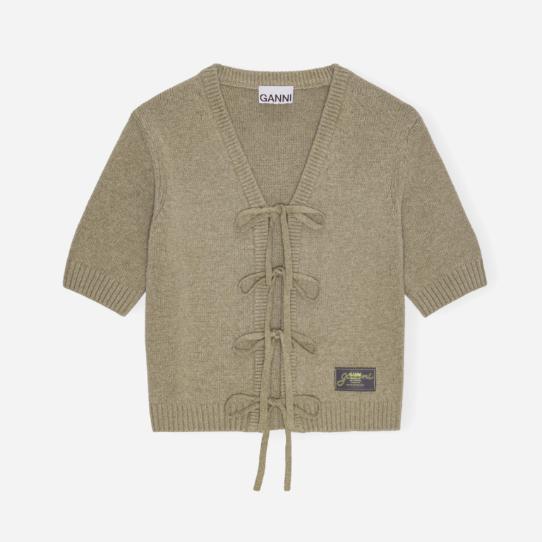 Future Wool Mix Short Sleeve Cardigan - Dusty Olive