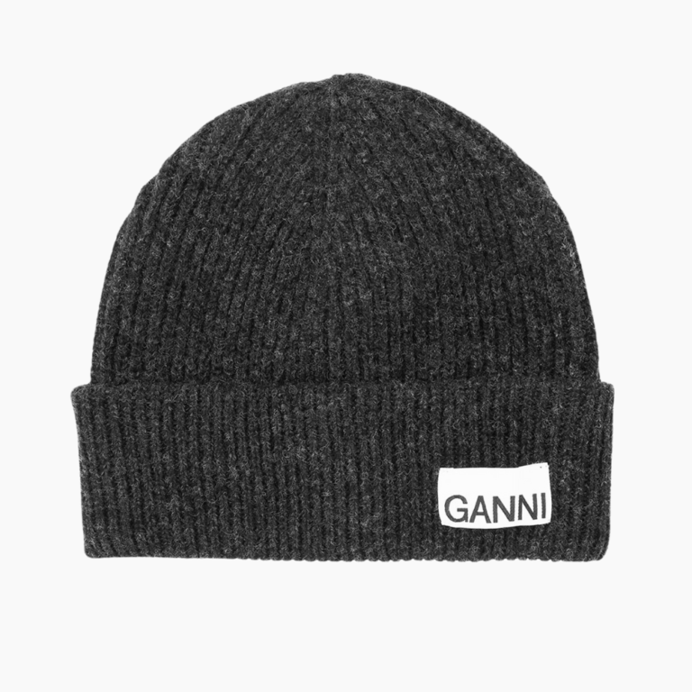 GANNI Light Structured Rib Knit Beanie A5118 Grå One Size Huer