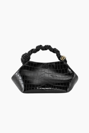 Ganni Bou Bag Small Patent Croco A6083 - Black - GANNI - Sort One Size