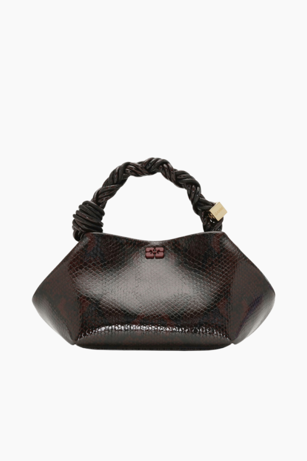 Ganni Bou Bag Small Snake A6457 - Dark Burgundy - GANNI - Bordeaux One Size