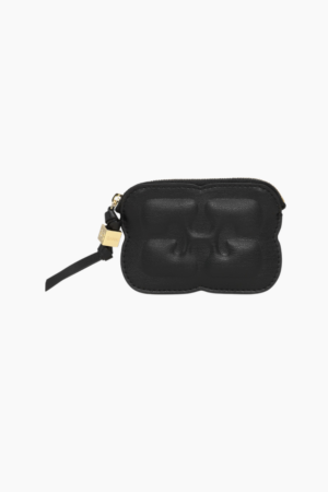 Ganni Bou Compact Zipped Wallet A6150 - Black - GANNI - Sort One Size