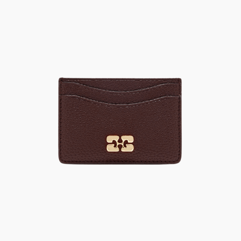 Ganni Card Holder Grained A7276 - Chicory Coffee - GANNI - Brun One Size