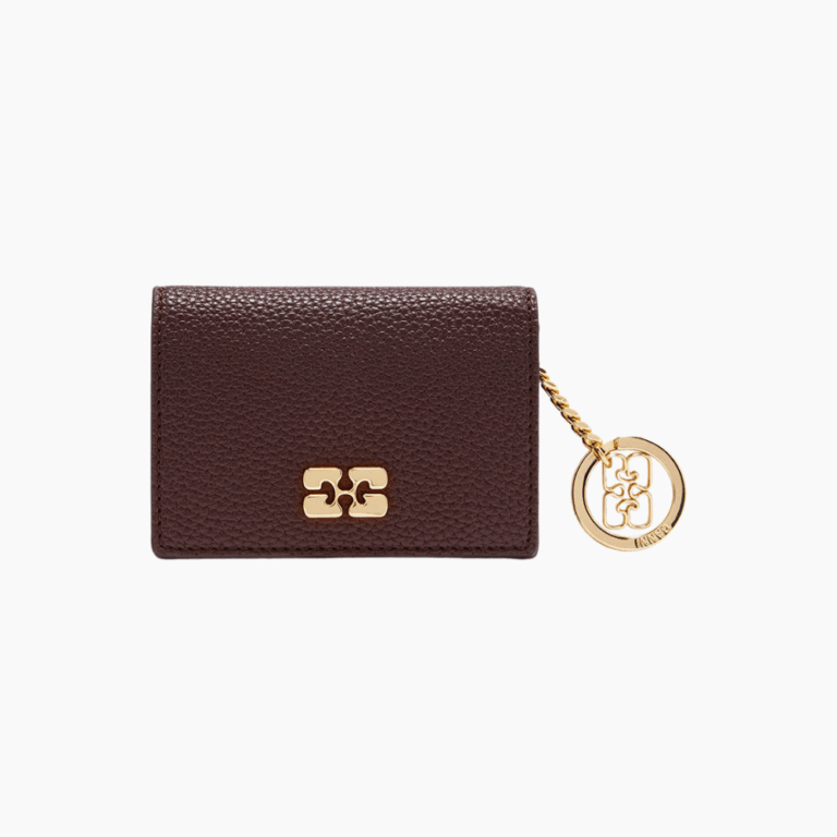 Ganni Card Holder With Flap Grained A7279 - Chicory Coffee - GANNI - Brun One Size