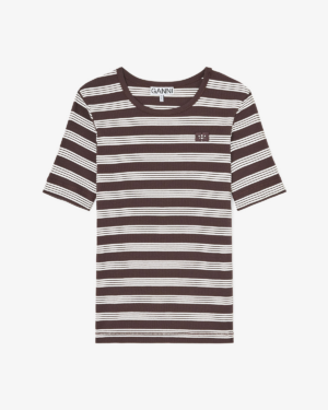 Ganni Rib Short Sleeve T-Shirt Stripe Mole