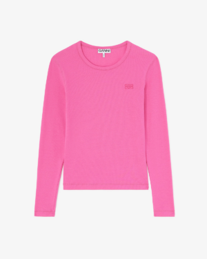 Ganni Soft Cotton Rib Tank Raspberry Rose