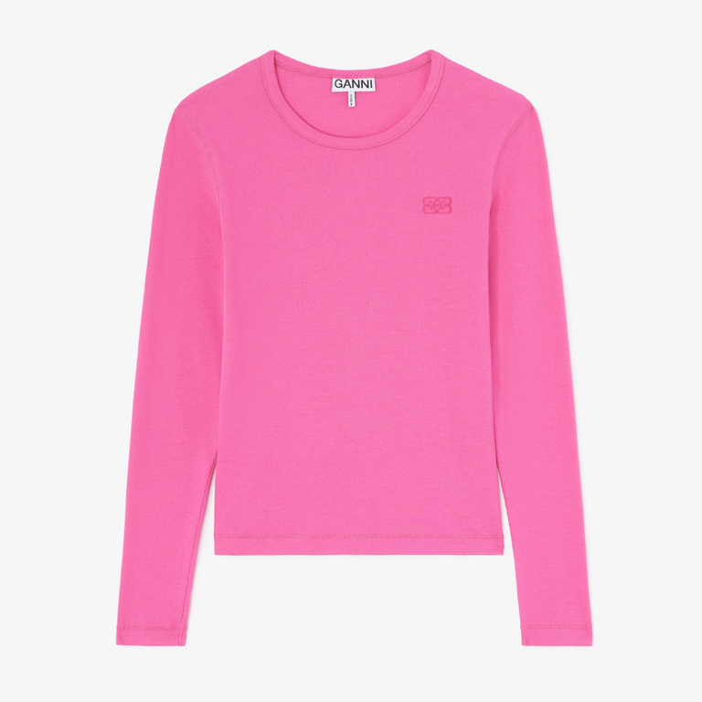 Ganni Soft Cotton Rib Tank Raspberry Rose