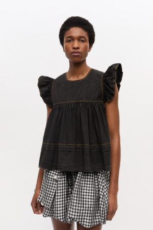 Garment Dyed Cotton Frill Sleeve To