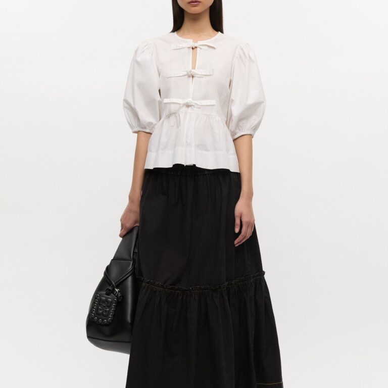 Ganni Garment Farvet Bomuld Smock Maxi Nederdel Maxi Nederdel