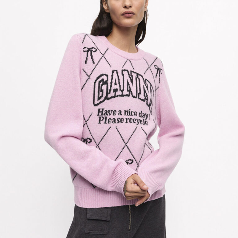 Graphic Wool Mix Bow Crewneck