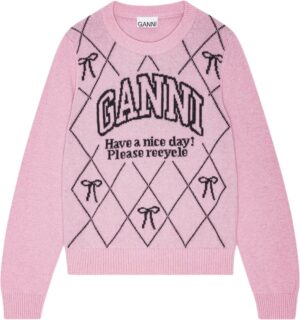 Graphic Wool Mix Bow Crewneck