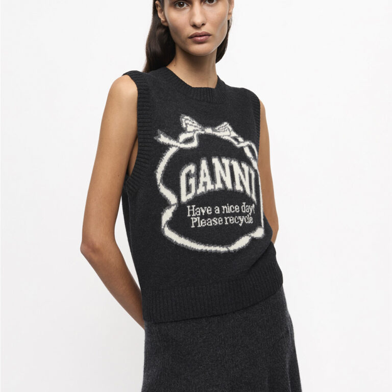 Graphic Wool Mix Bow Vest