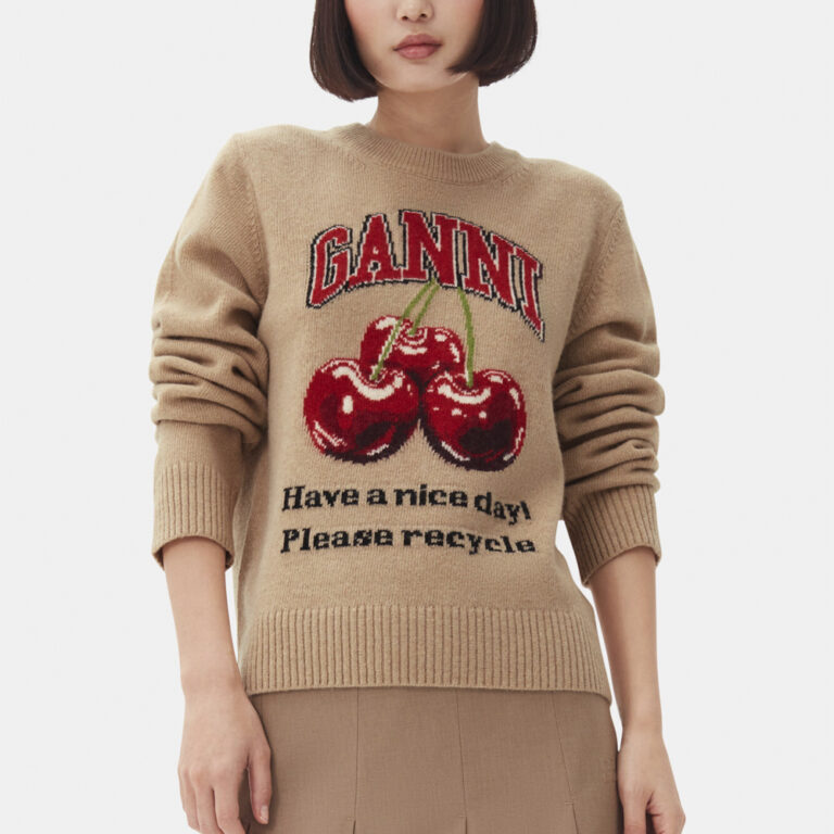 Graphic Wool Mix Cherry Crewneck