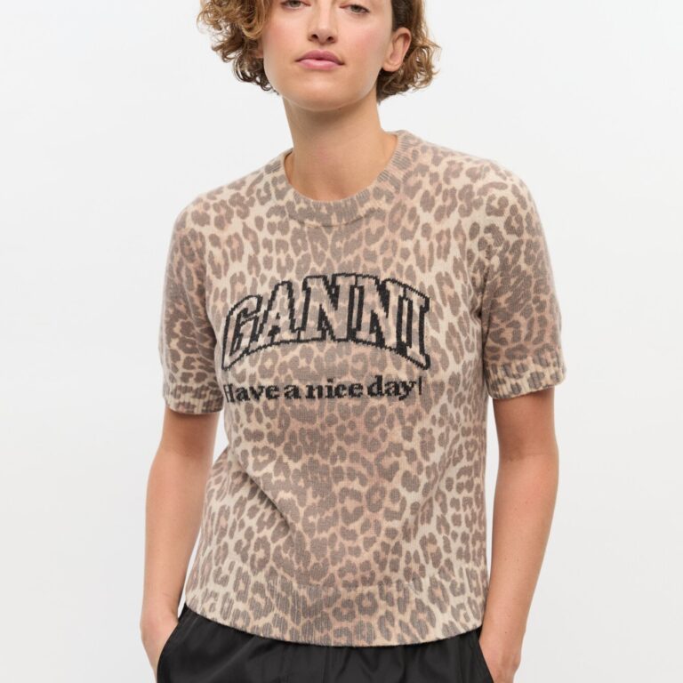 Graphic Wool Mix Printed Leopard T
