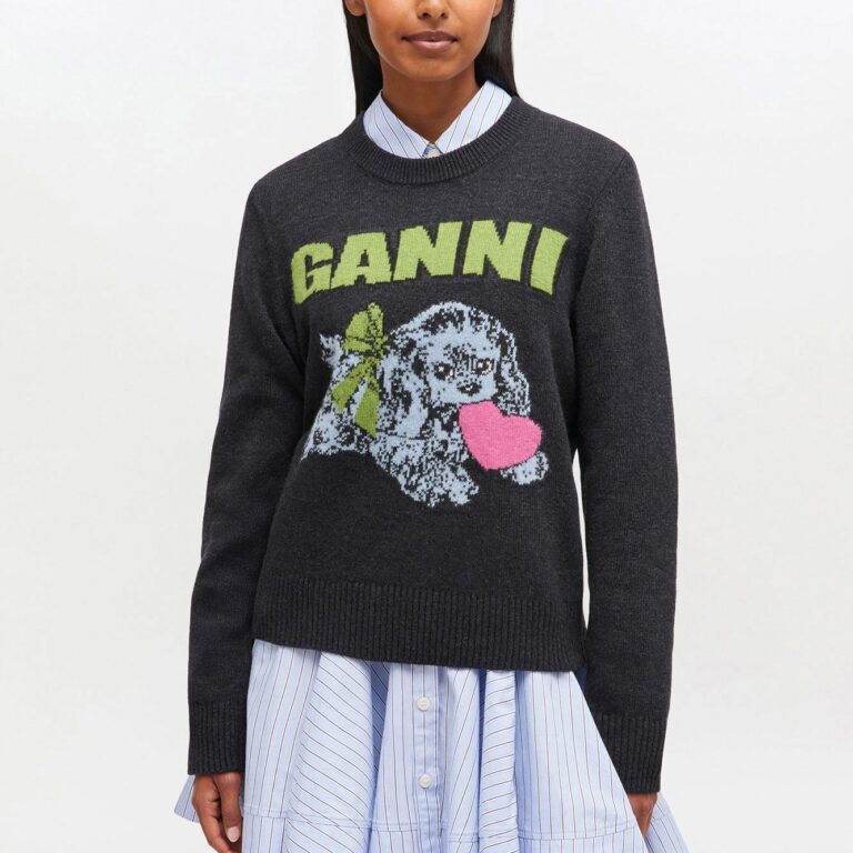 Graphic Wool Mix Puppy Love Crewnec