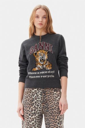 Graphic Wool Mix Tiger Crewneck