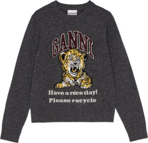 Graphic Wool Mix Tiger Crewneck