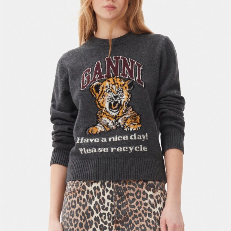 Graphic Wool Mix Tiger Crewneck