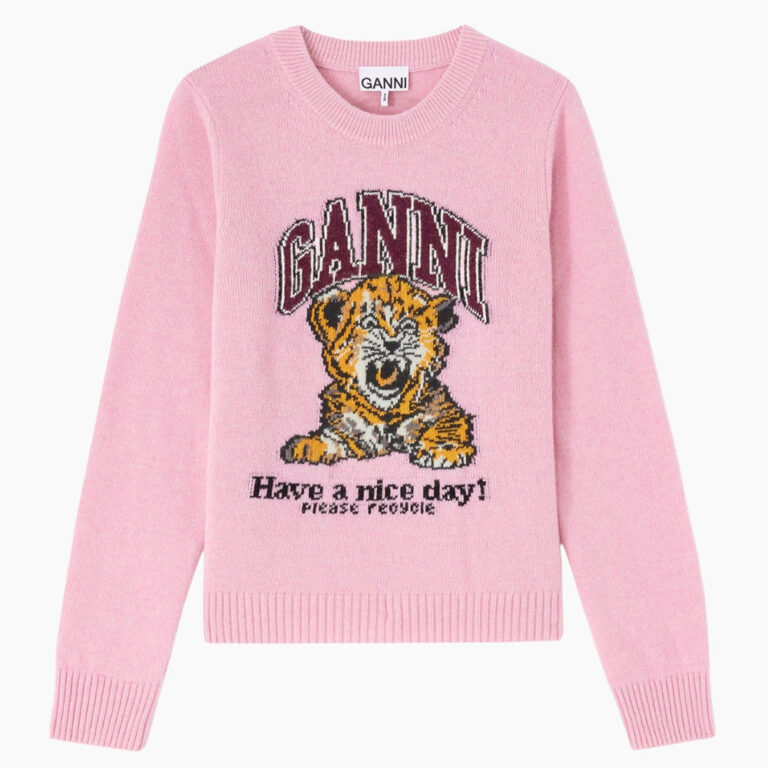Graphic Wool Sweater A1070047 - Chalk Pink - GANNI - Pink M