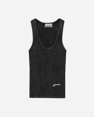 Heavy Rib Jersey Tank Top - Black Washed