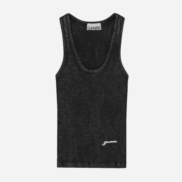 Heavy Rib Jersey Tank Top - Black Washed